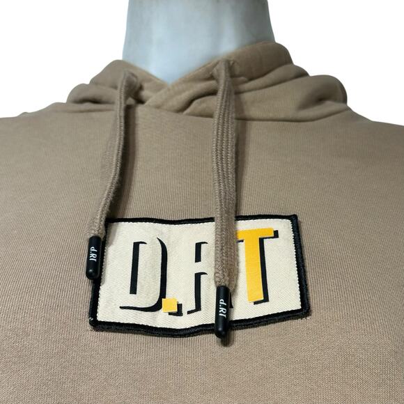 D.RT Abstract Face Beige Hoodie Streetwear Graphic Sweatshirt Size 3 - Picture 3 of 8